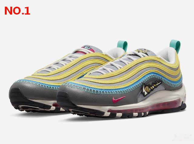 Nike Air Max 97 Men and women Shoes Color: Iron Grey/Particle Grey/Celery/Phantom;